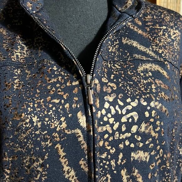 Alfred Dunner blazer plus knit navy blue copper animal pockets 16 FIRM on PRICE - Picture 4 of 6